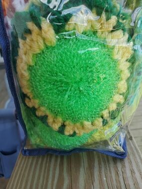 Hand Crafted Green and Yellow Crochet Dish Scrubber Set